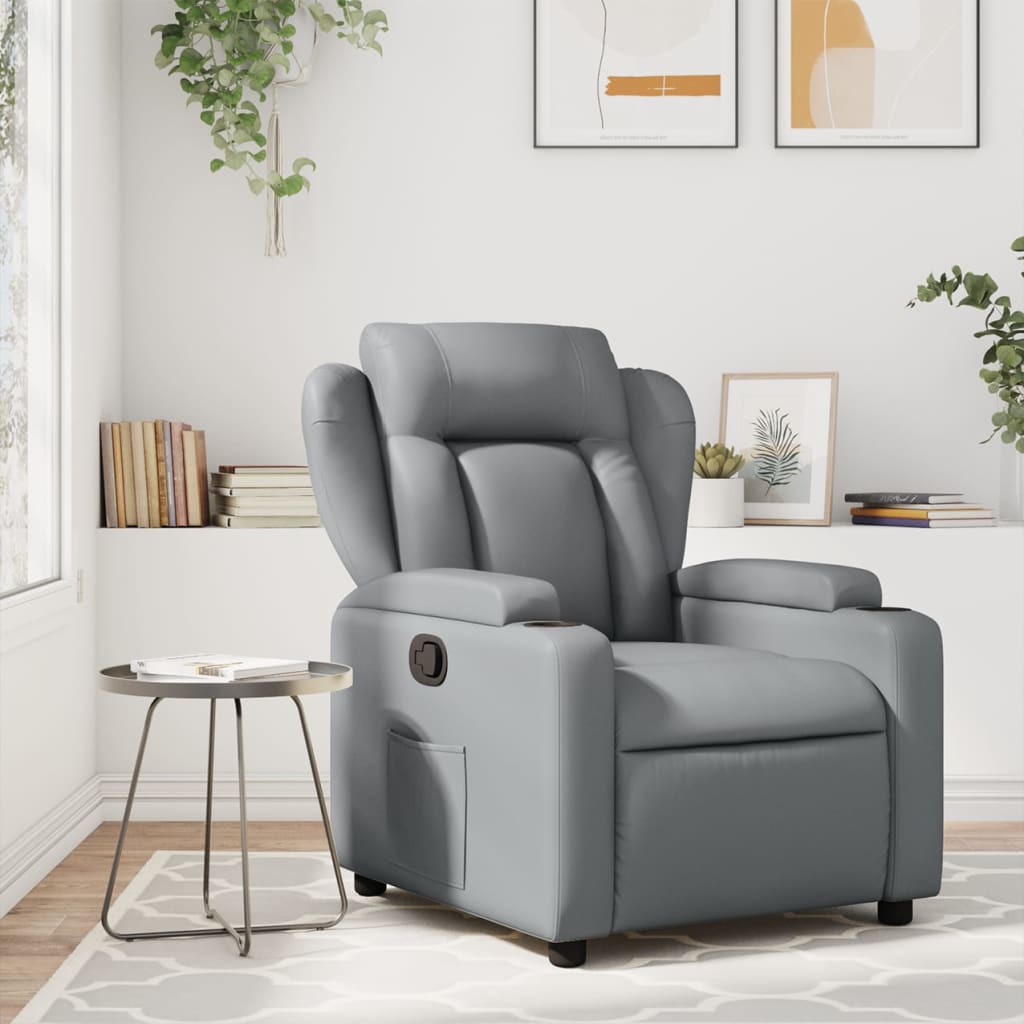 vidaXL Massage Recliner Chair Grey Faux Leather