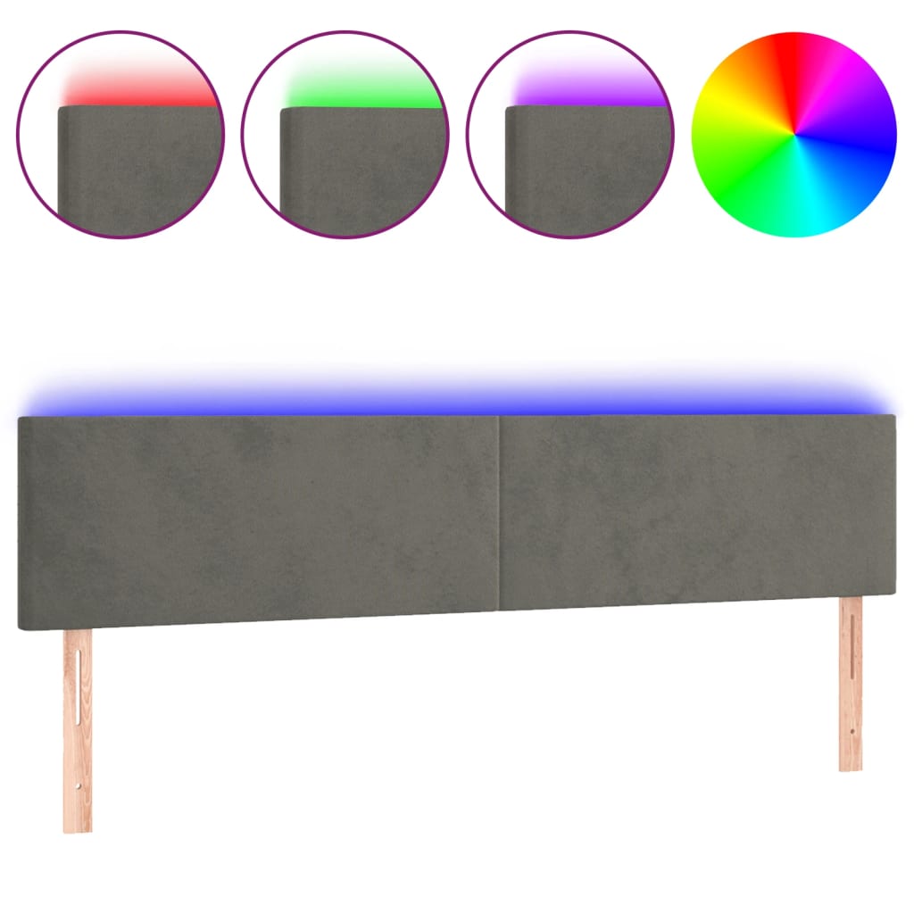 vidaXL LED Headboard Dark Grey 200 cm Velvet