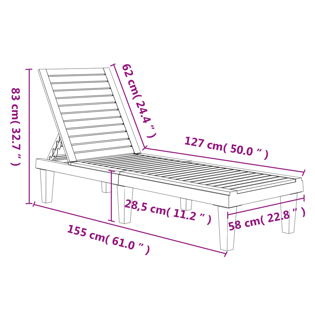 vidaXL Sun Loungers 2 pcs Black 155x58x83 cm Polypropylene