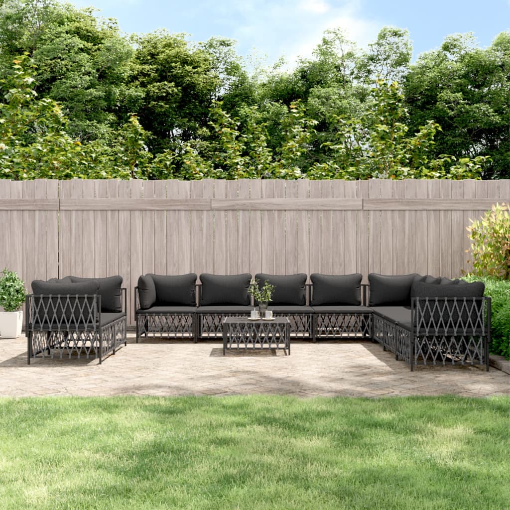 vidaXL 11 Piece Garden Lounge Set with Cushions Anthracite Steel