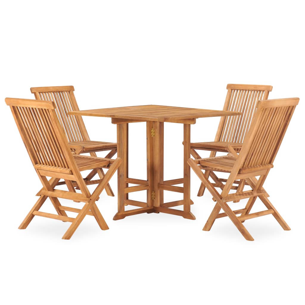 vidaXL 5 Piece Folding Outdoor Dining Set Solid Teak Wood