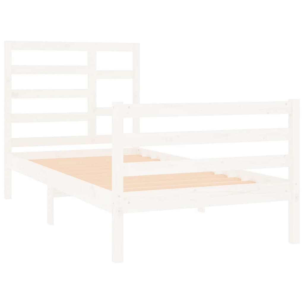 vidaXL Bed Frame without Mattress White Solid Wood 90x190 cm Single