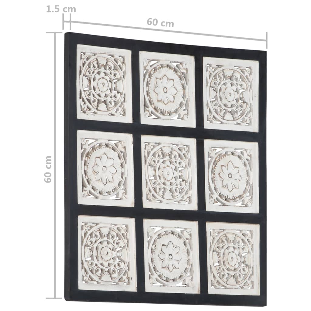 vidaXL Hand-Carved Wall Panel MDF 60x60x1.5 cm Black and White