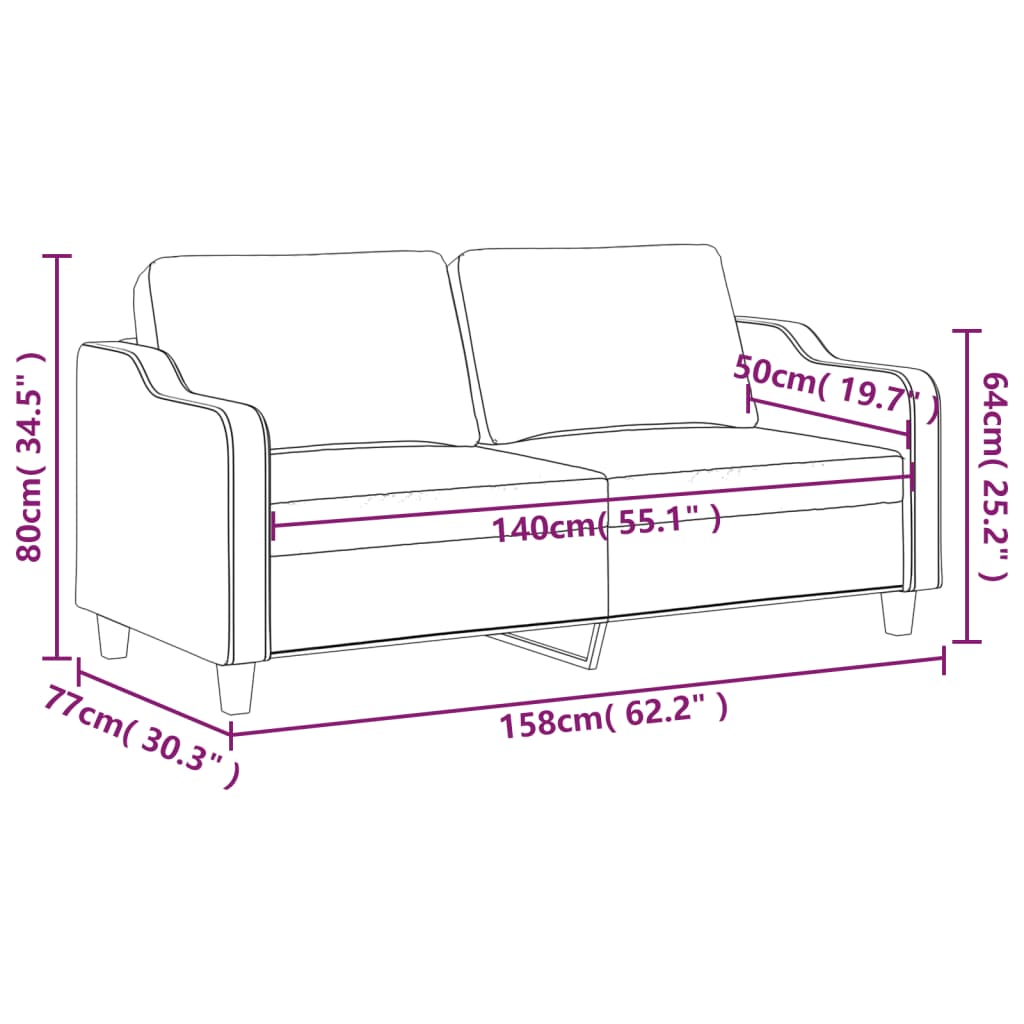 vidaXL 2-Seater Sofa Dark Grey 140 cm Fabric