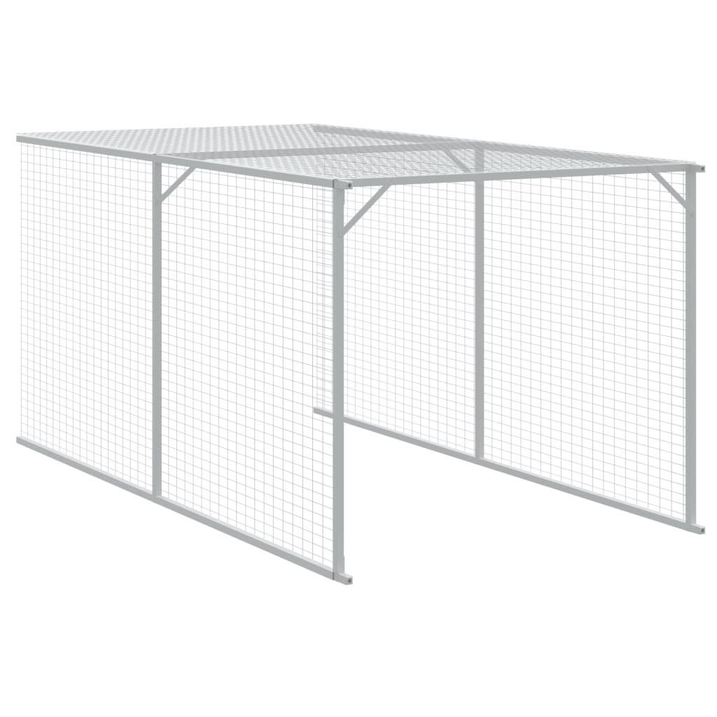 vidaXL Chicken Cage with Run Light Grey 110x405x110 cm Galvanised Steel