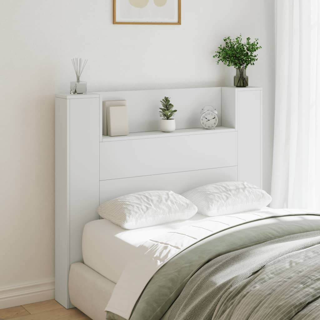 vidaXL Headboard Cabinet with LED White 120x16.5x103.5 cm