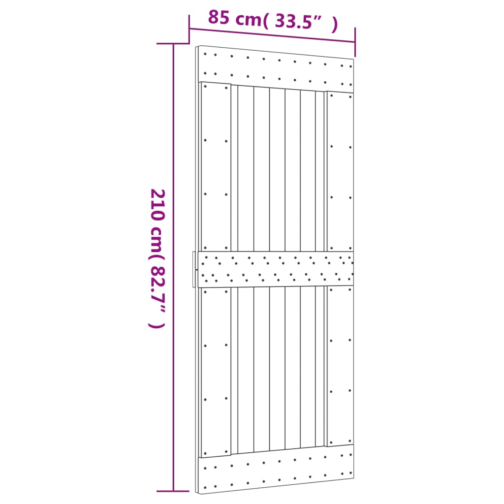 vidaXL Sliding Door with Hardware Set 85x210 cm Solid Wood Pine