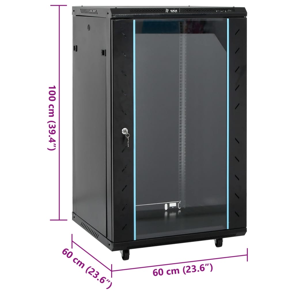 vidaXL 18U Network Cabinet 19" IP20 Black 60x60x100 cm