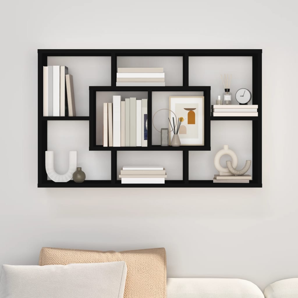 vidaXL Wall Shelf Black 85x16x52.5 cm Engineered Wood