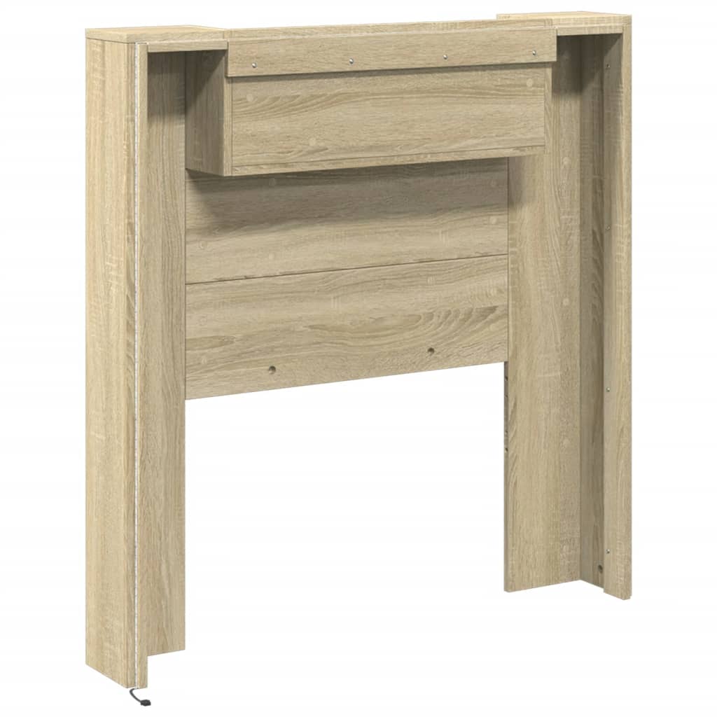 vidaXL Headboard Cabinet with LED Sonoma Oak 100x16.5x103.5 cm