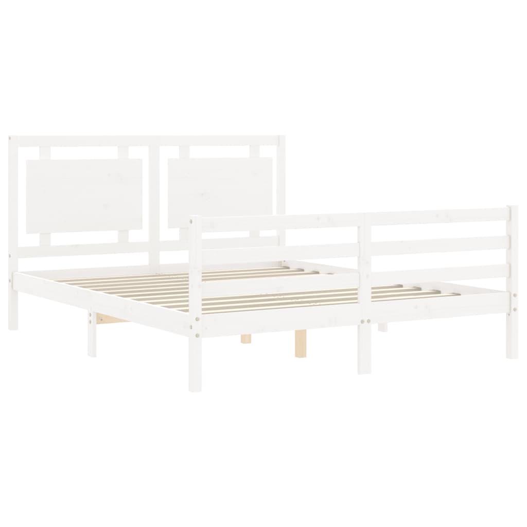 vidaXL Bed Frame without Mattress White King Size Solid Wood