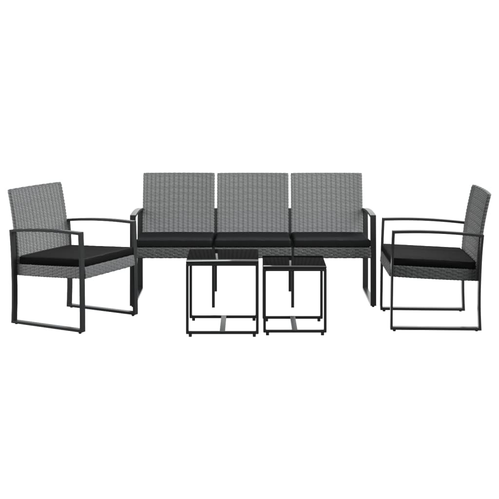 vidaXL 5 piece Garden Dining Set with Cushions Dark Grey PP Rattan