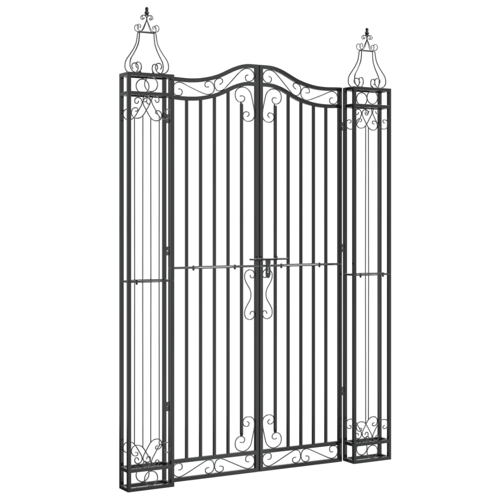 vidaXL Garden Gate Black 121x8x180 cm Wrought Iron