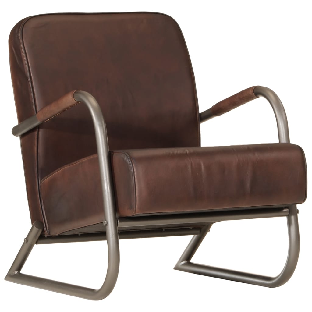 vidaXL Sofa Chair Brown Real Leather