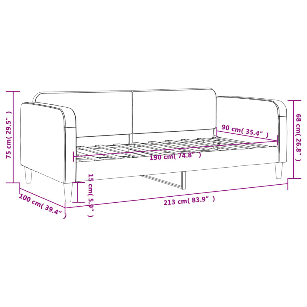 vidaXL Day Bed without Mattress Light Grey 90x190 cm Fabric