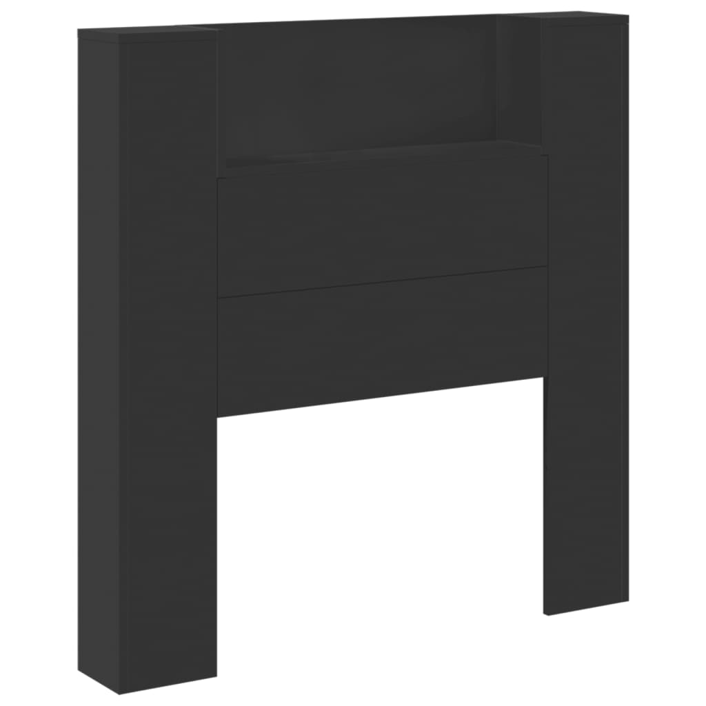 vidaXL Headboard Cabinet with LED Black 100x16.5x103.5 cm