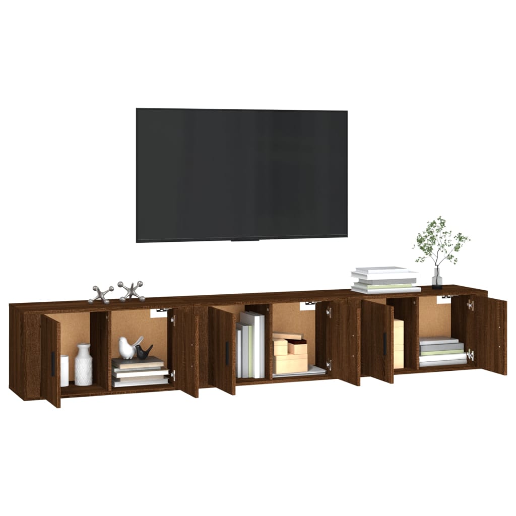 vidaXL Wall-mounted TV Cabinets 3 pcs Brown Oak 80x34.5x40 cm