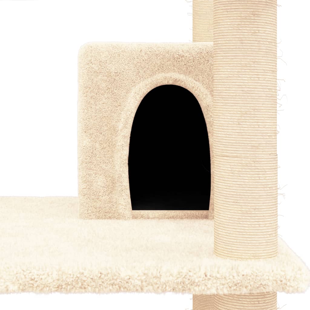 vidaXL Cat Tree with Sisal Scratching Posts Cream 162 cm