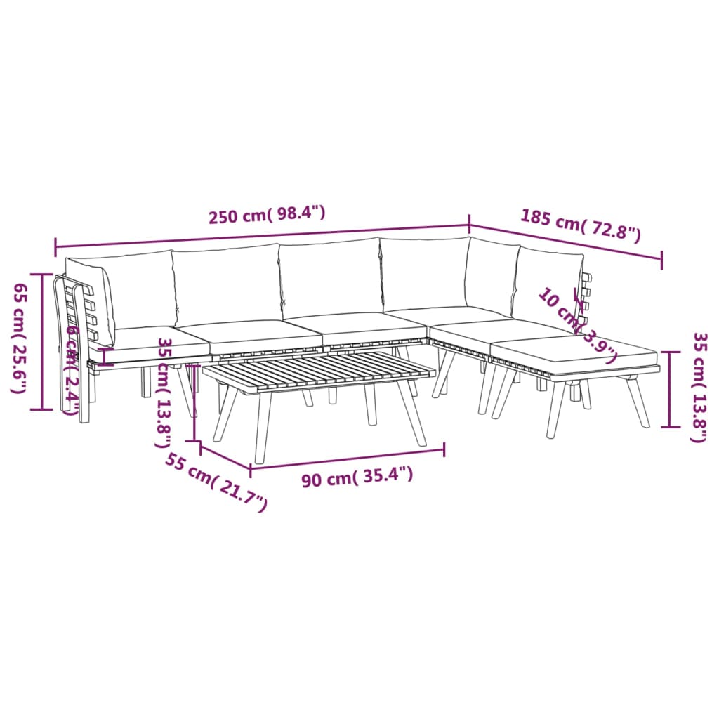 vidaXL 7 Piece Garden Lounge Set with Cushions Solid Wood Acacia