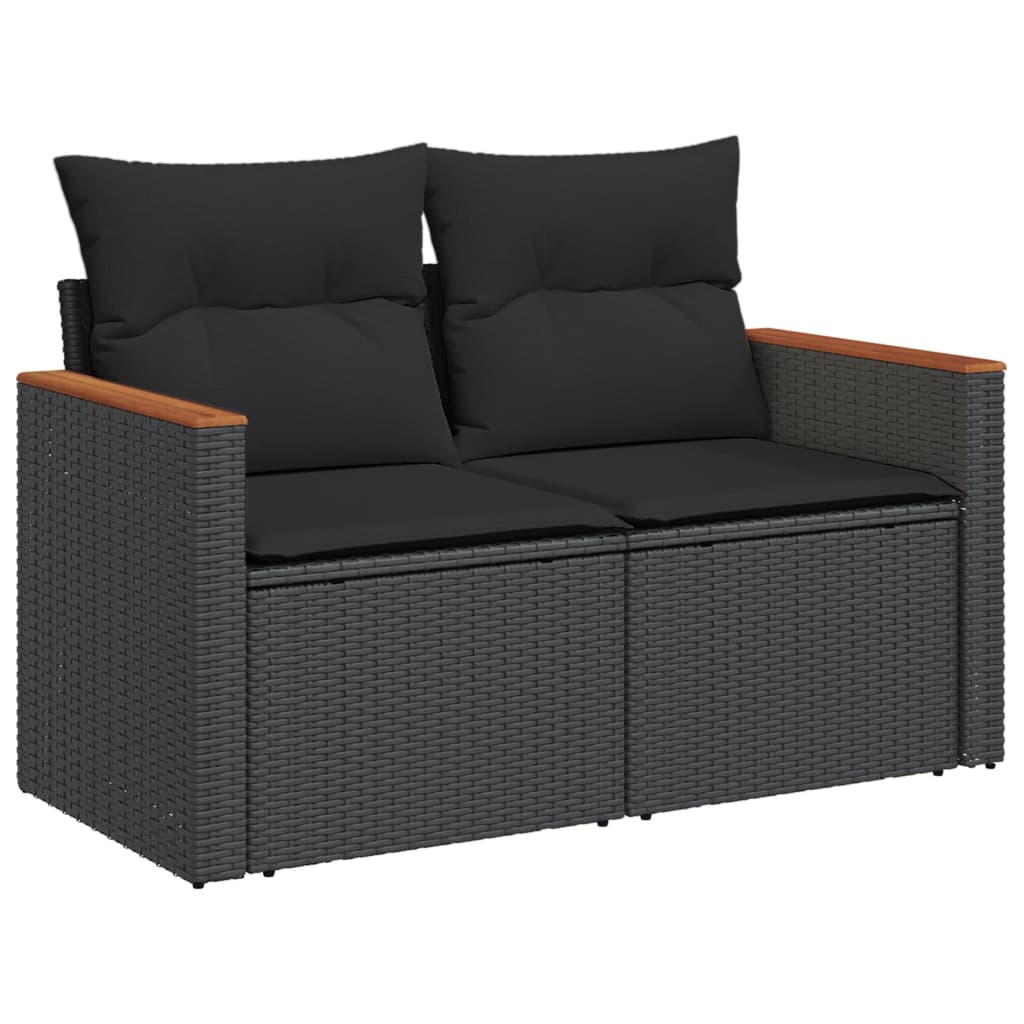 vidaXL 6 Piece Garden Sofa Set with Cushions Black Poly Rattan