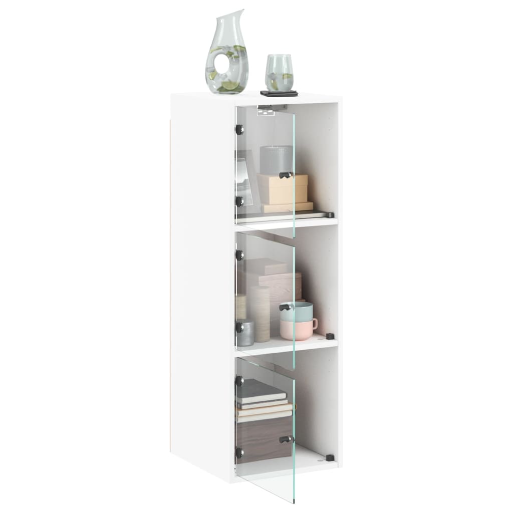 vidaXL Wall Cabinet with Glass Doors White 35x37x100 cm