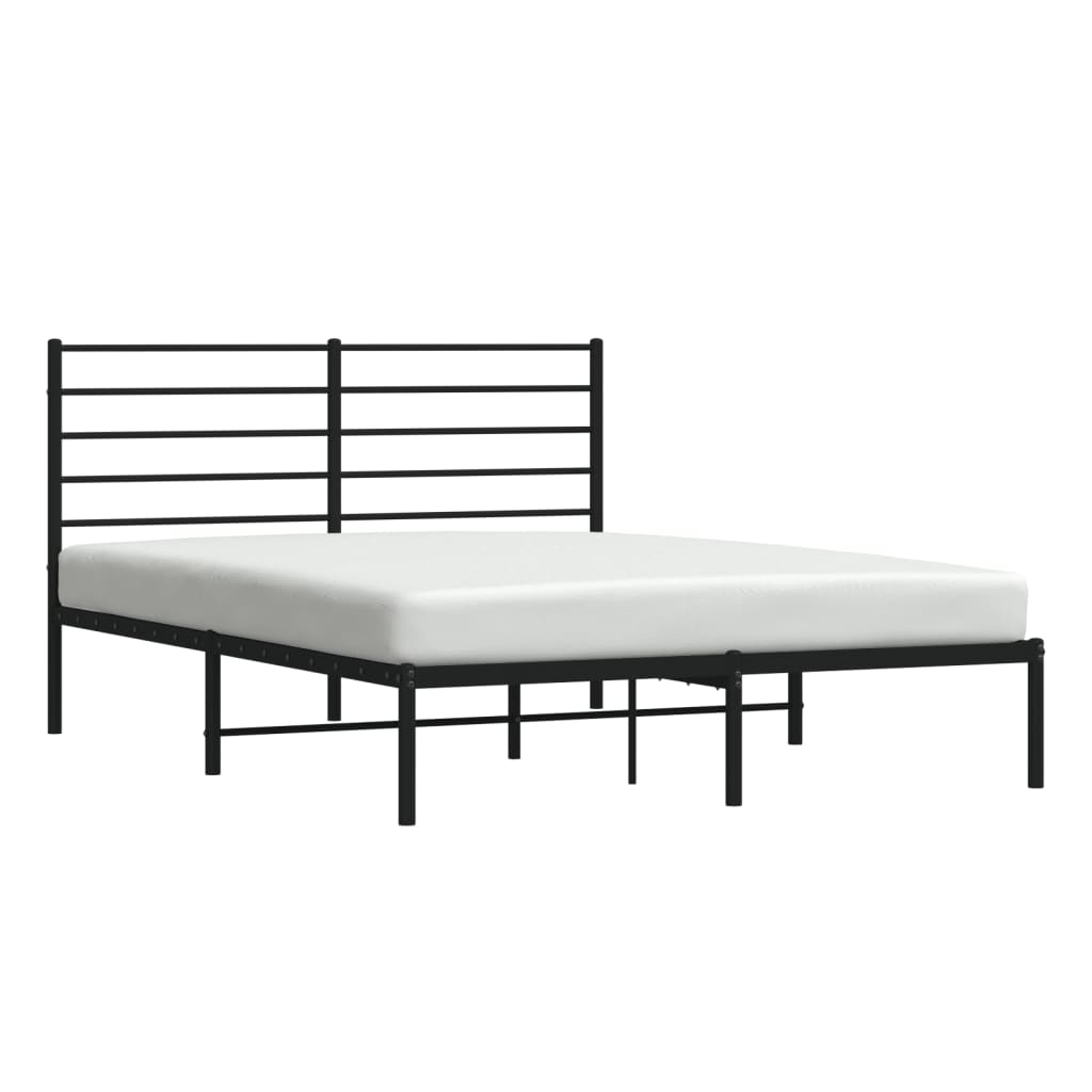 vidaXL Metal Bed Frame without Mattress with Headboard Black 150x200 cm King Size