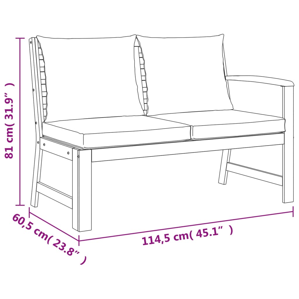 vidaXL 11 Piece Garden Dining Set with Cushions Solid Wood Acacia