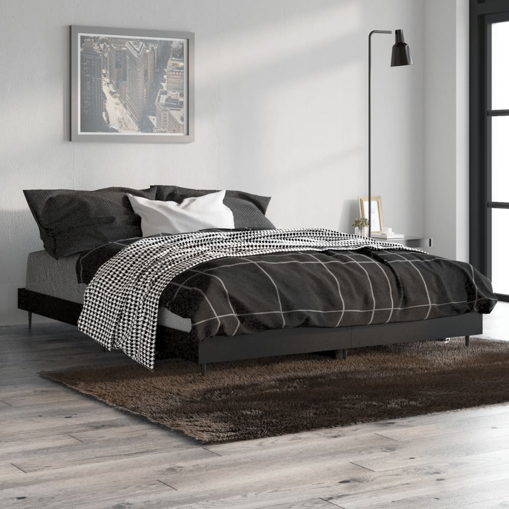 vidaXL Bed Frame without Mattress Black 135x190 cm Double Engineered Wood