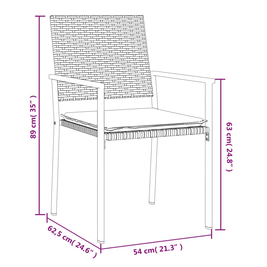 vidaXL 7 Piece Garden Dining Set with Cushions Poly Rattan and Steel