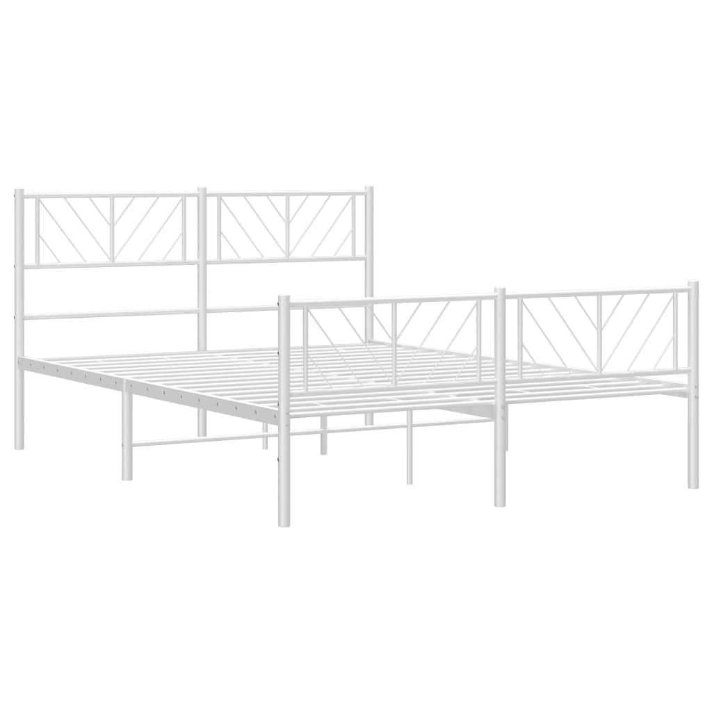 vidaXL Metal Bed Frame without Mattress with Footboard White 135x190 cm Double