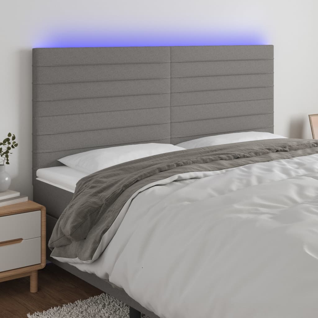 vidaXL LED Headboard Dark Grey 160 cm Fabric