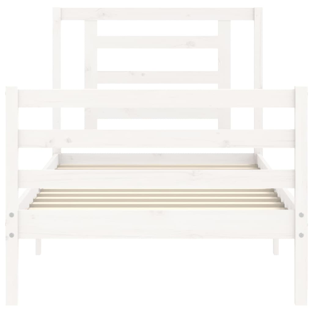 vidaXL Bed Frame without Mattress White Single Solid Wood