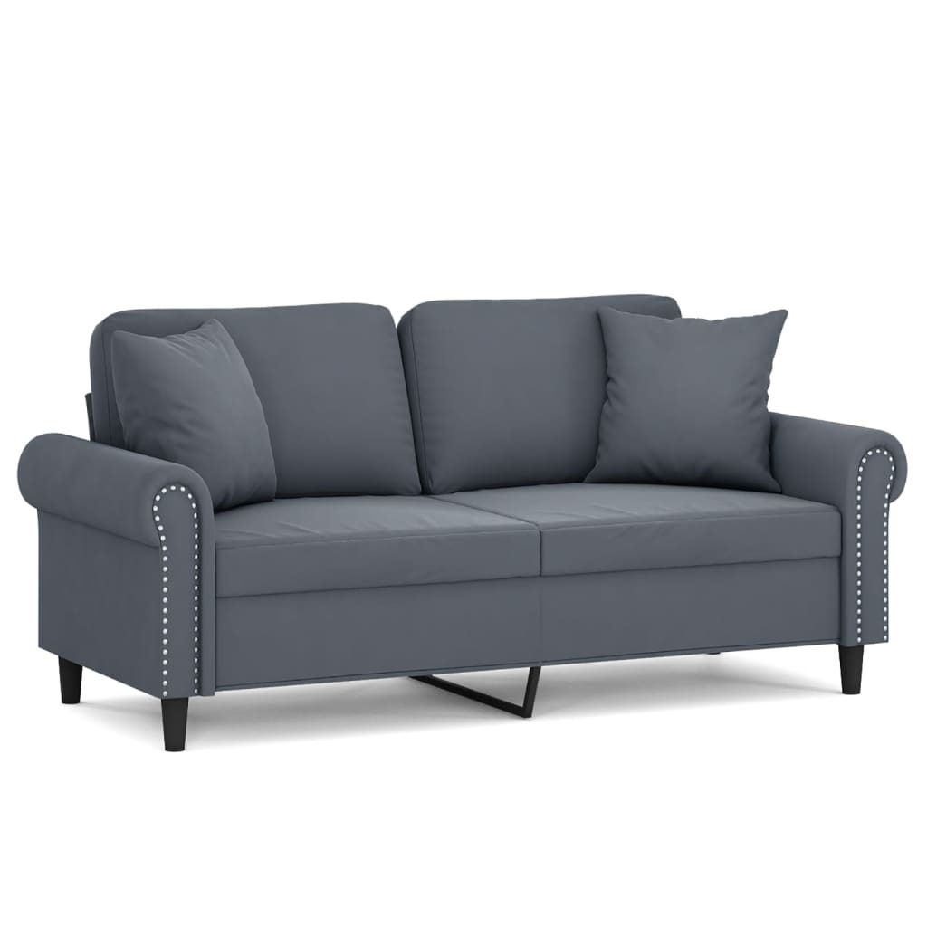 vidaXL 2-Seater Sofa with Throw Pillows Dark Grey 140 cm Velvet