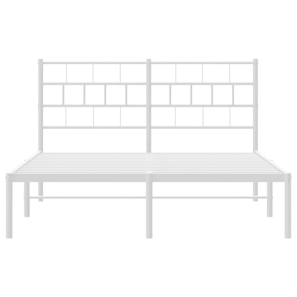 vidaXL Metal Bed Frame without Mattress with Headboard White 150x200 cm King Size