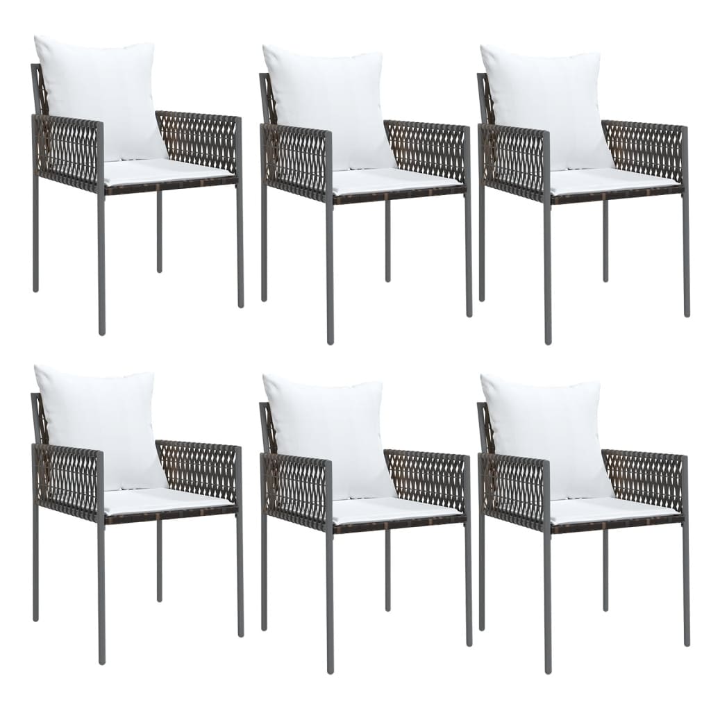 vidaXL 7 Piece Garden Dining Set with Cushions Poly Rattan and Steel