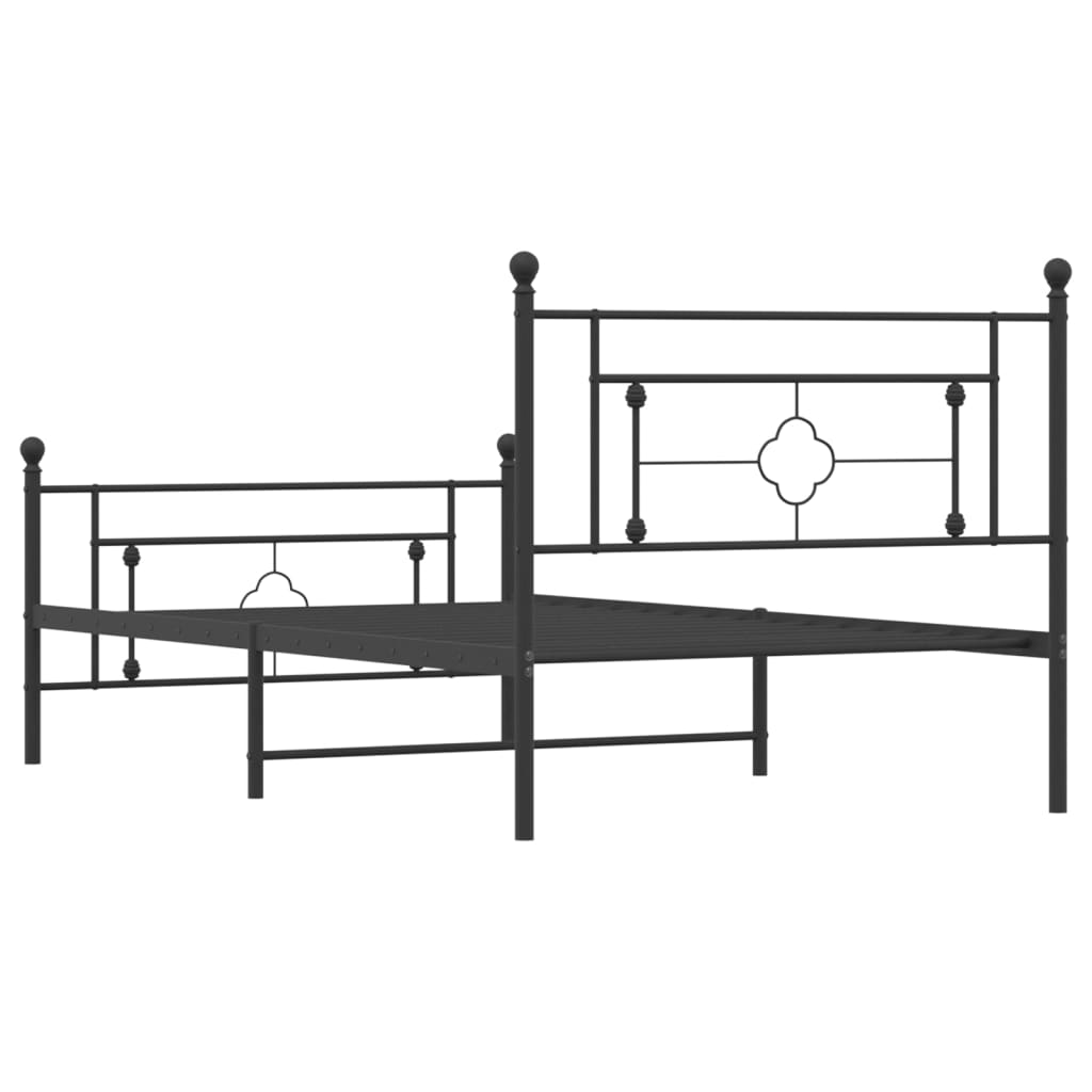 vidaXL Metal Bed Frame without Mattress with Footboard Black 107x203 cm