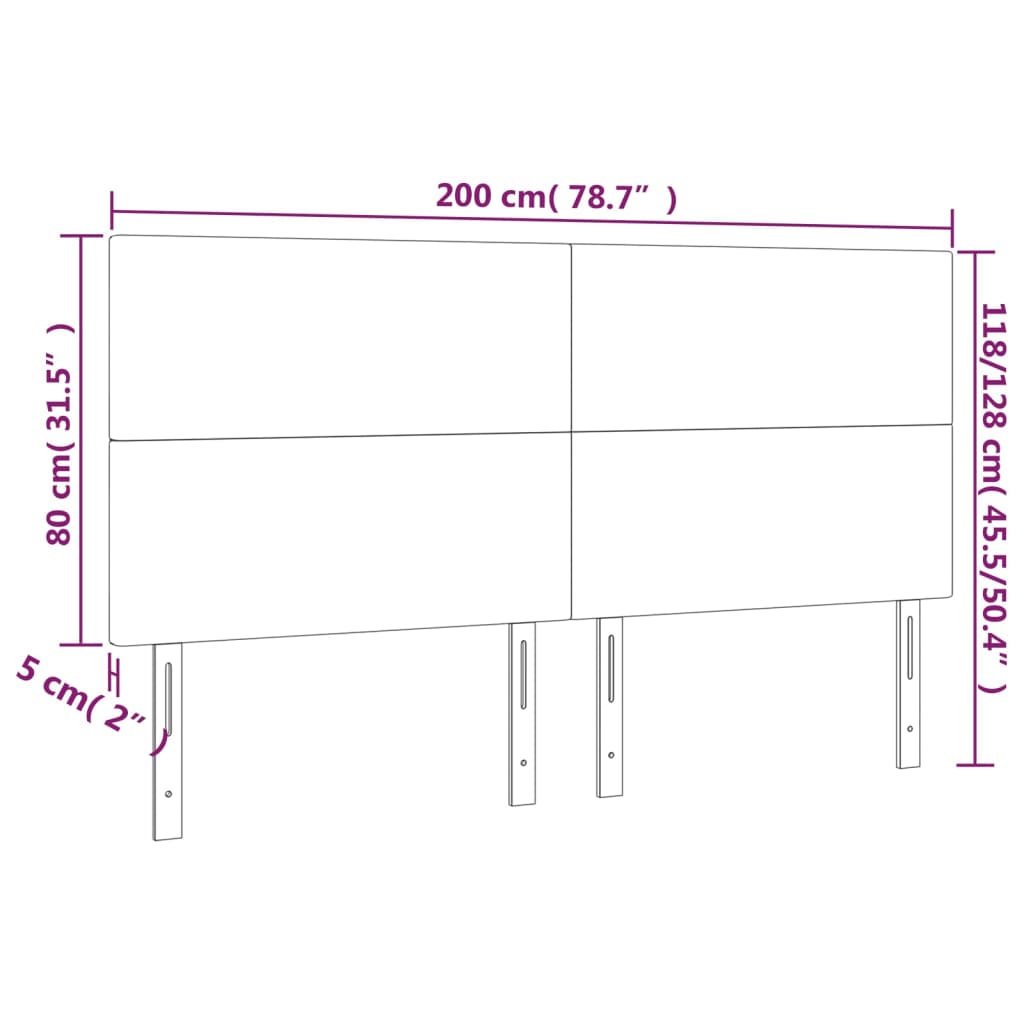 vidaXL LED Headboard Dark Grey 200 cm Velvet