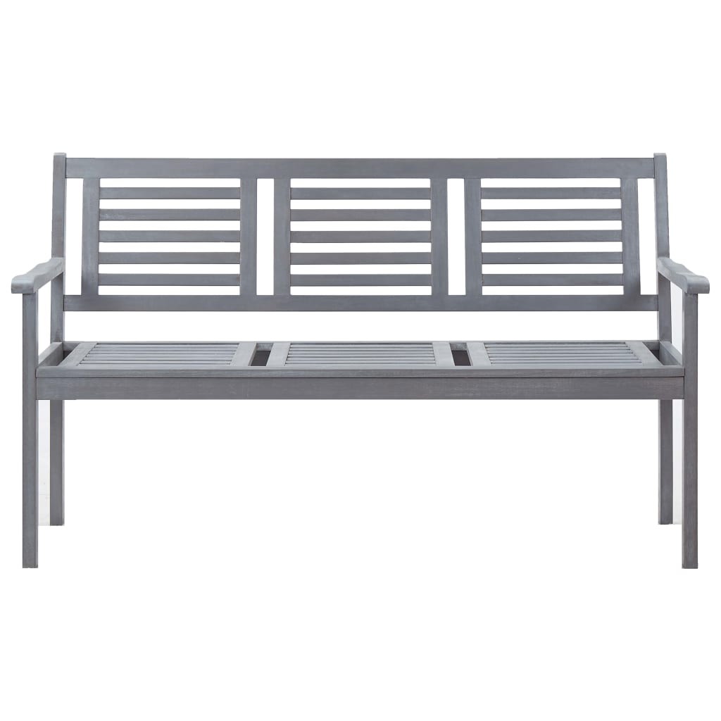 vidaXL 3-Seater Garden Bench with Cushion 150 cm Grey Eucalyptus Wood