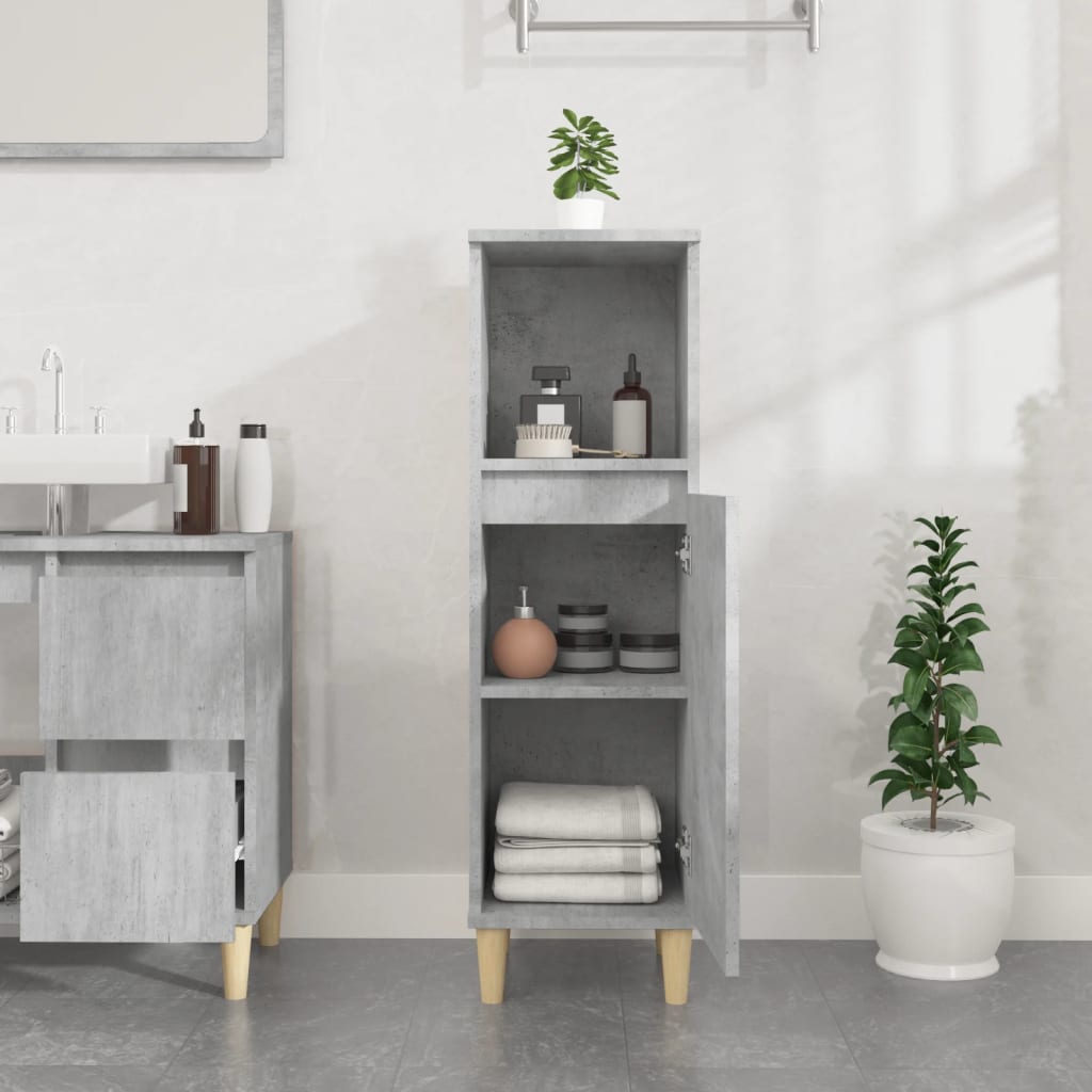 vidaXL Bathroom Cabinet Concrete Grey 30x30x100 cm Engineered Wood