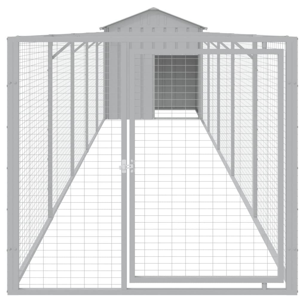 vidaXL Dog House with Roof Light Grey 117x609x123 cm Galvanised Steel