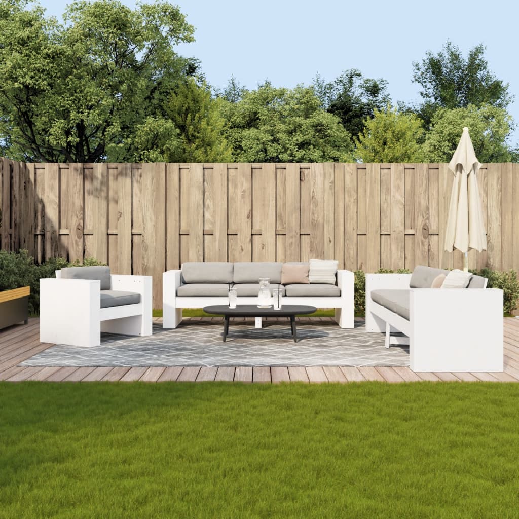 vidaXL 2 Piece Garden Lounge Set White Solid Wood Pine