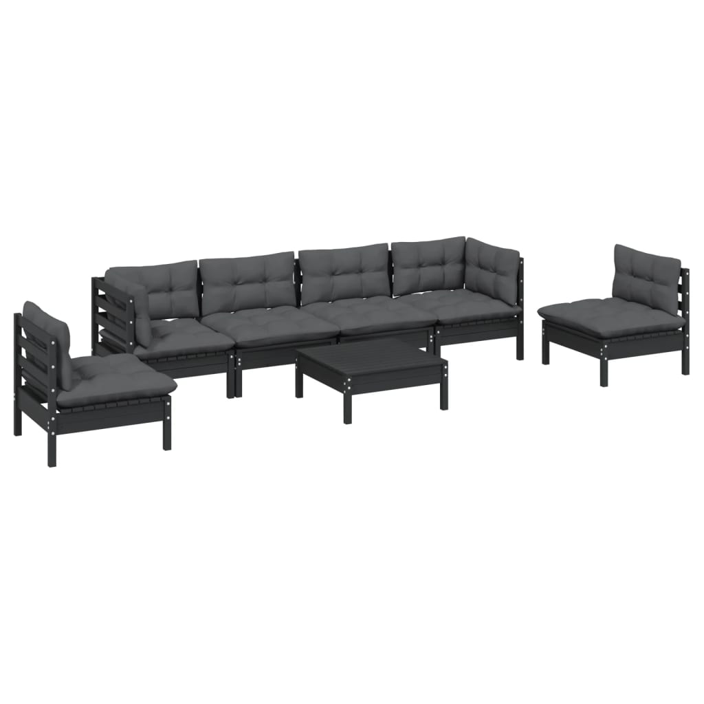 vidaXL 7 Piece Garden Lounge Set with Cushions Solid Pinewood