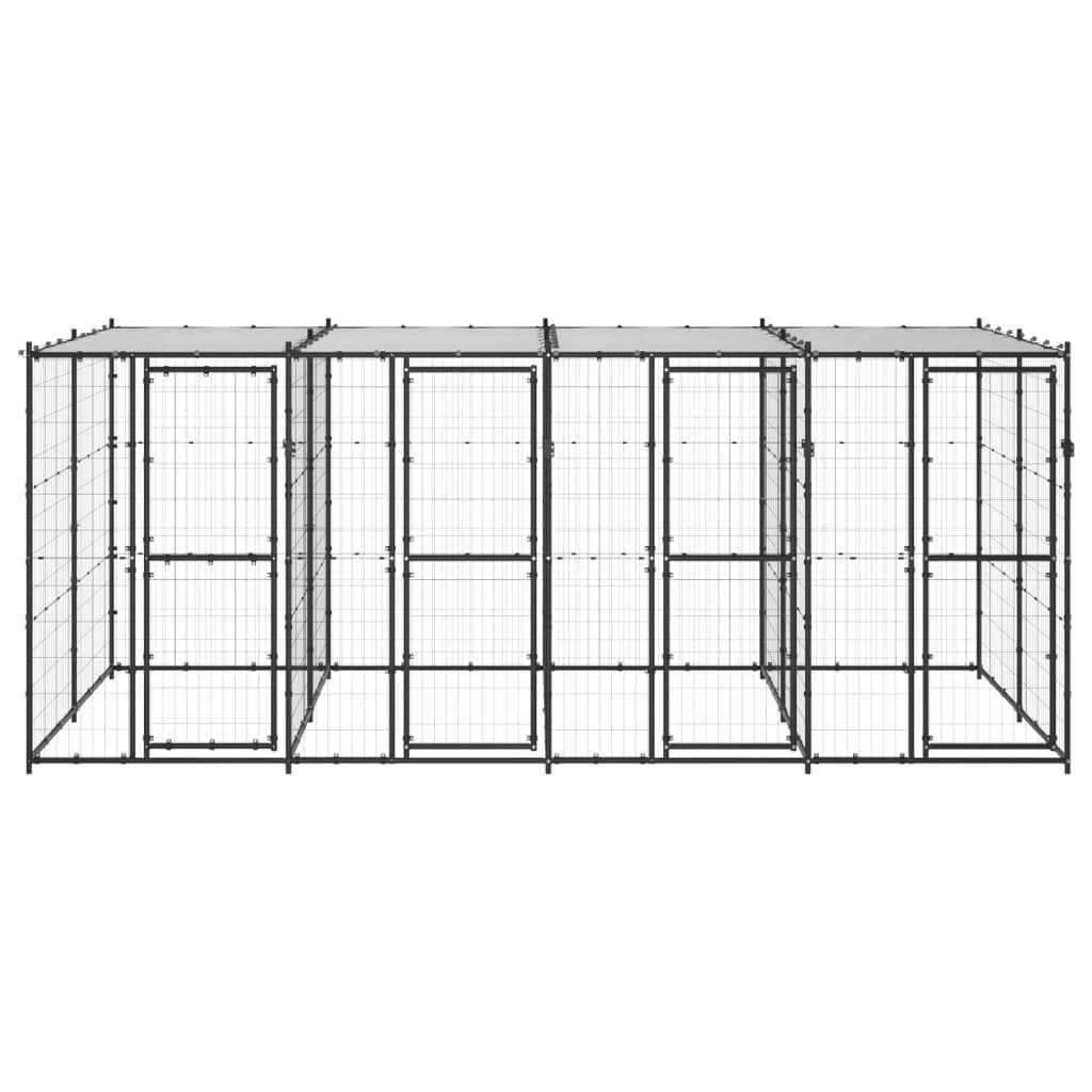 vidaXL Outdoor Dog Kennel Steel with Roof 9.68 m²