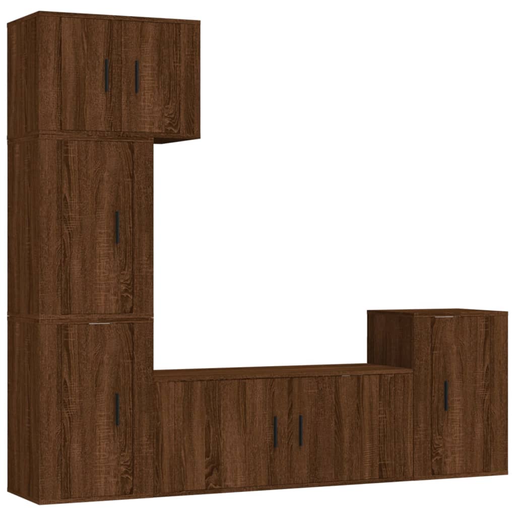 vidaXL 5 Piece TV Cabinet Set Brown Oak Engineered Wood