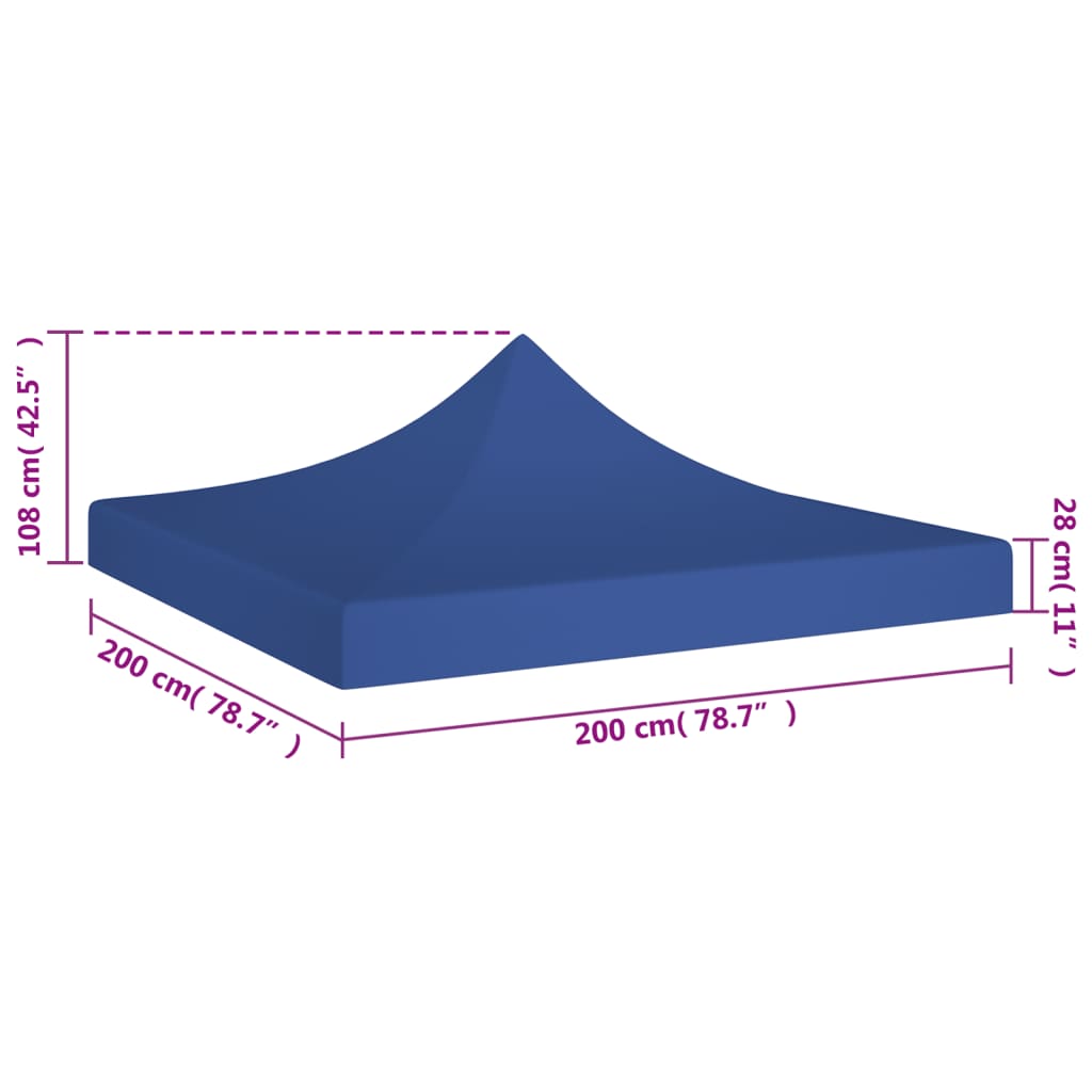 vidaXL Party Tent Roof 2x2 m Blue 270 g/m²