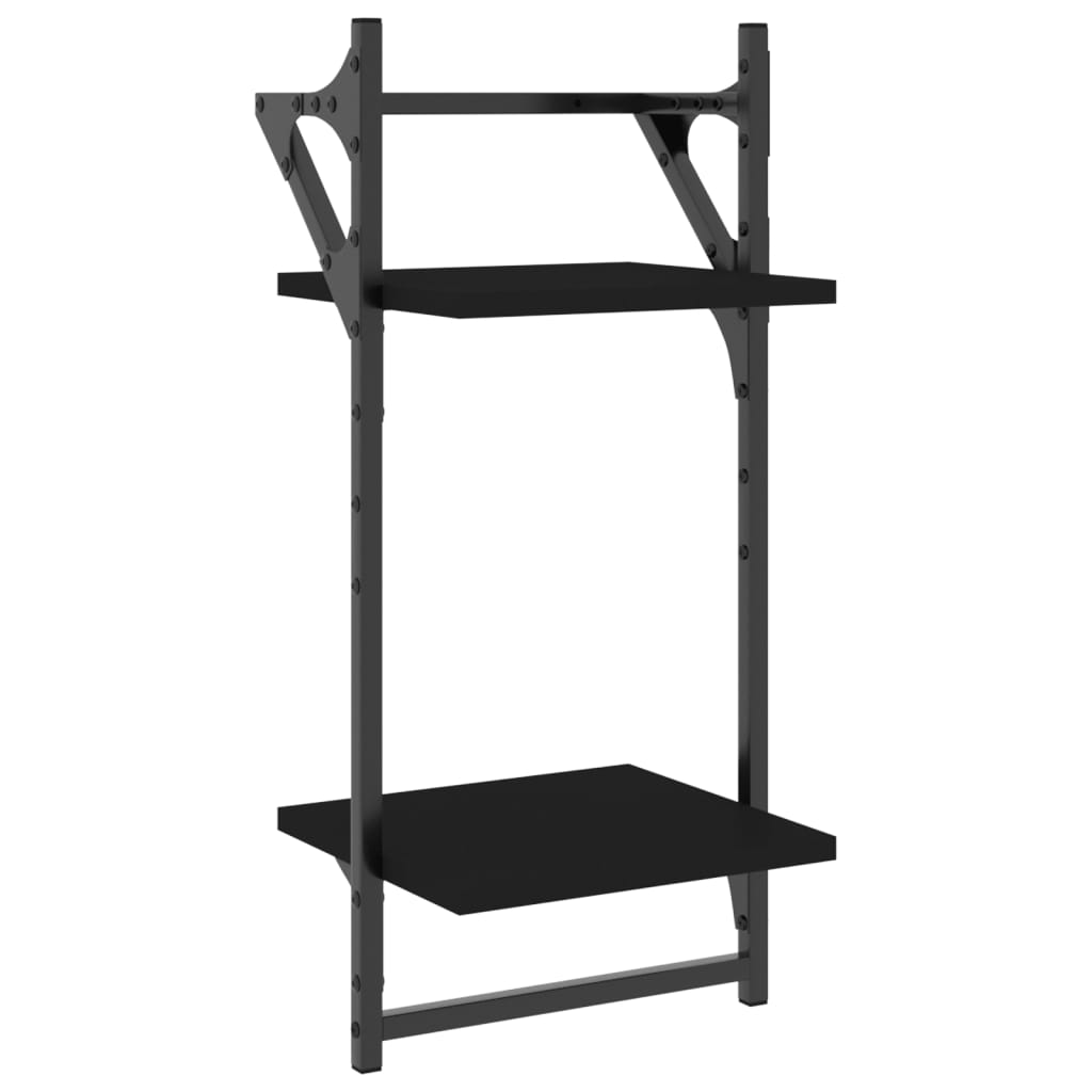 vidaXL 6 Piece Wall Shelf Set with Bars Black Engineered Wood