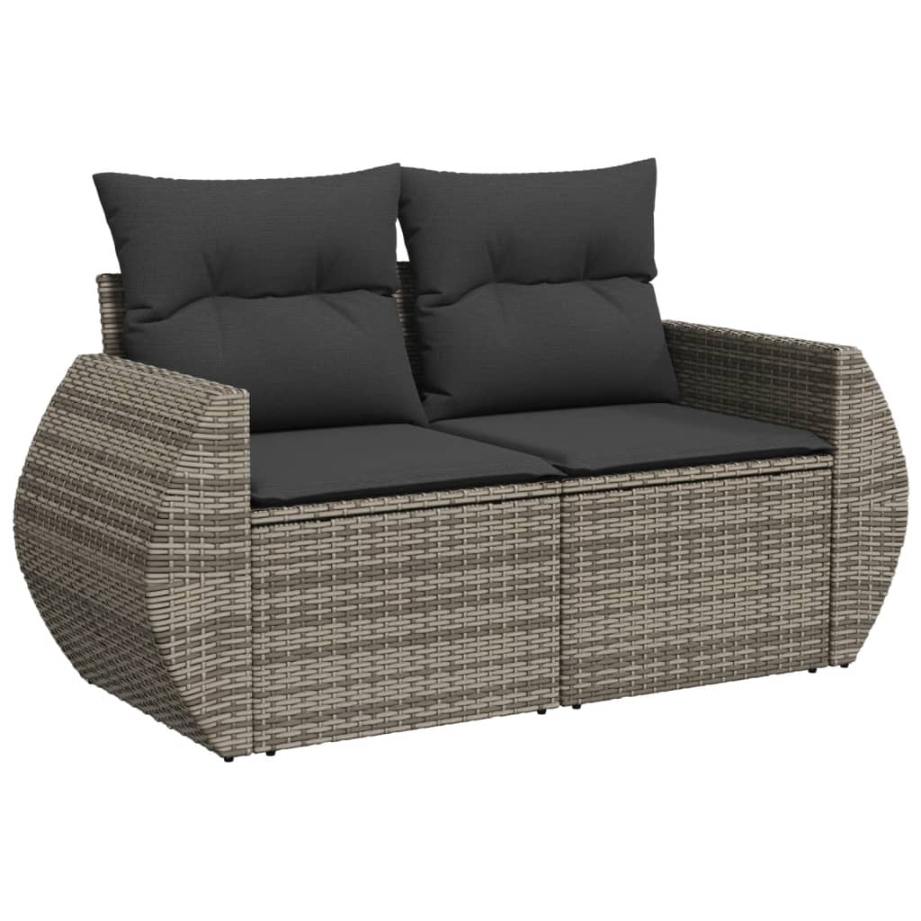 vidaXL 5 Piece Garden Sofa Set with Cushions Grey Poly Rattan