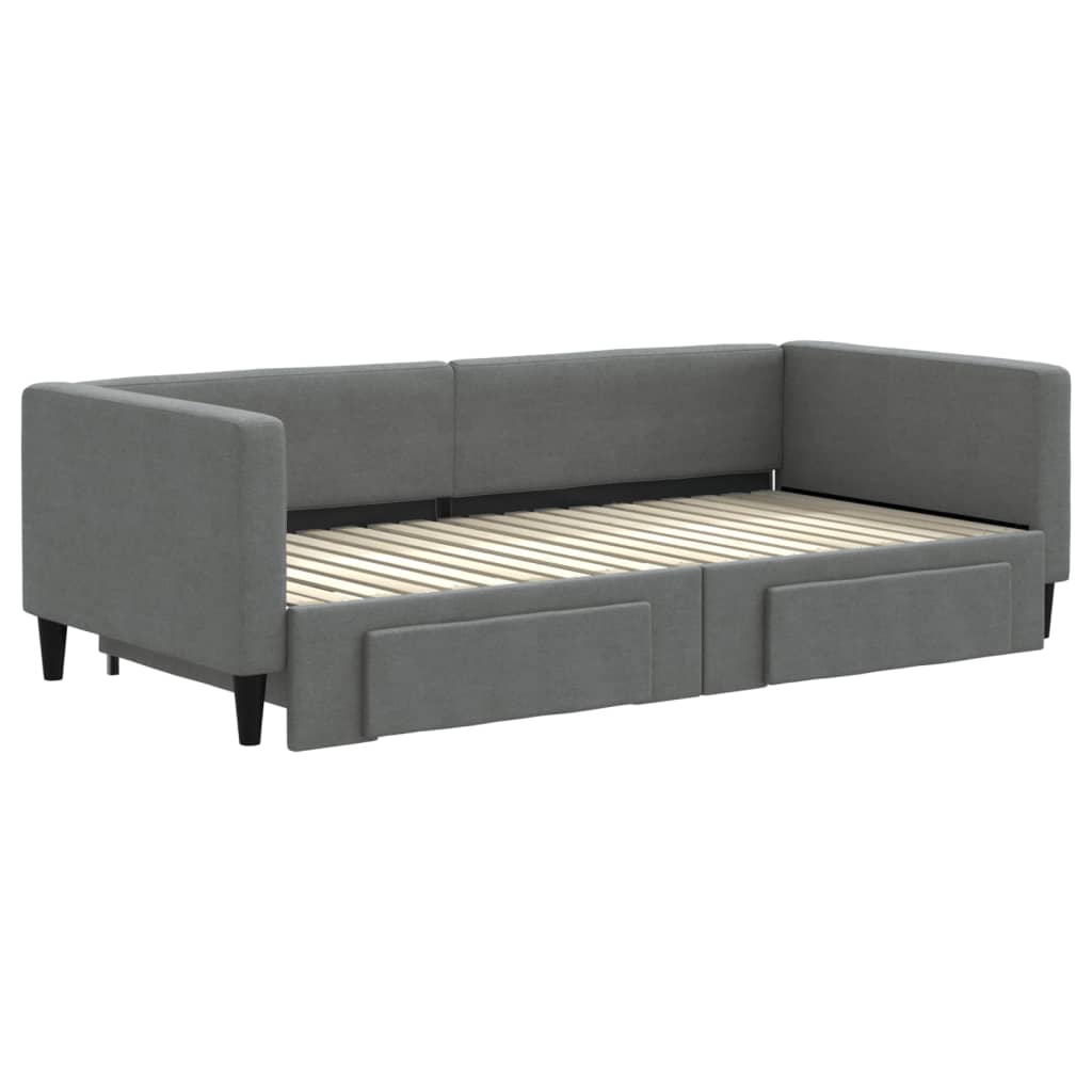 vidaXL Daybed with Trundle&Drawers without Mattress Dark Grey 90x190 cm