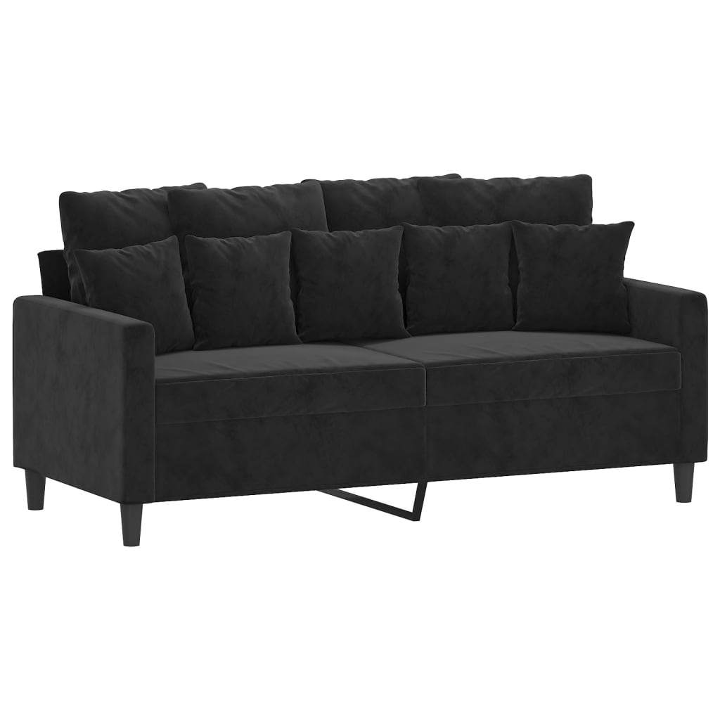 vidaXL 2 Piece Sofa Set with Cushions Black Velvet