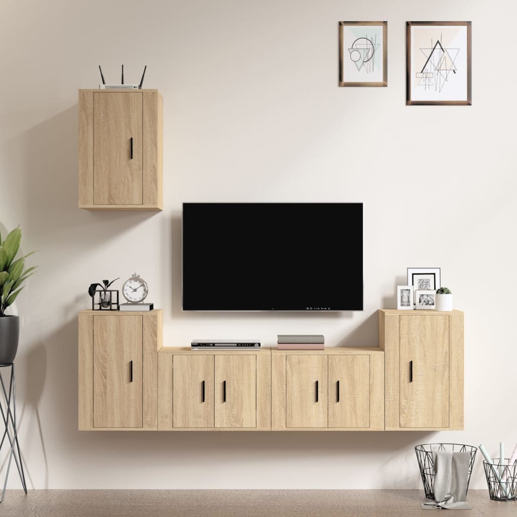 vidaXL 5 Piece TV Cabinet Set Sonoma Oak Engineered Wood